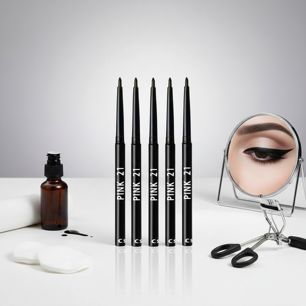 5-Pack Waterproof & Sweat-Proof Black Eyeliner Pencil -Long-Lasting, Smudge-ProofFor Bold Eye Makeup, EasyGlide Formula for Perf